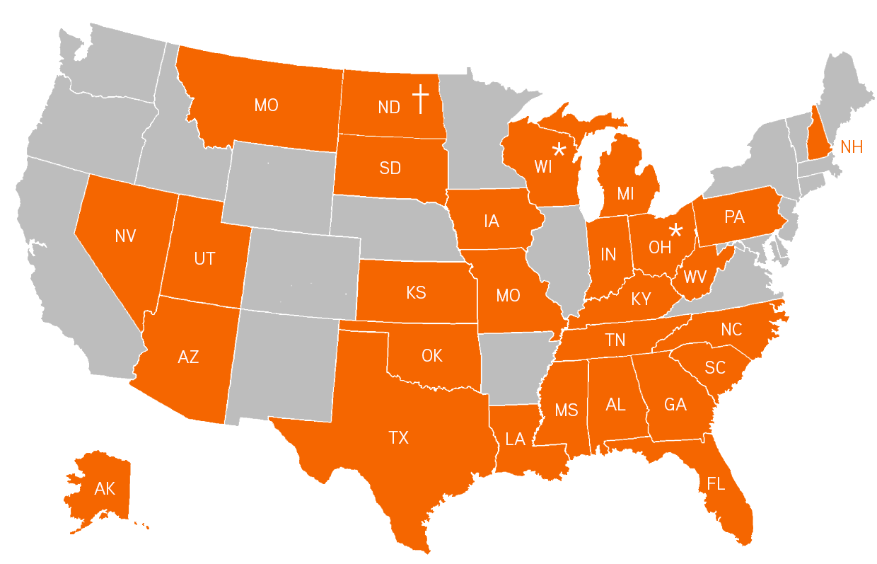 Stand Your Ground States Map Map Vector